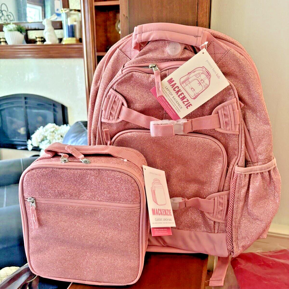 Pottery Barn school Disney Glitter LARGE BACKPACK+LUNCH BAG +WATER Travel set .