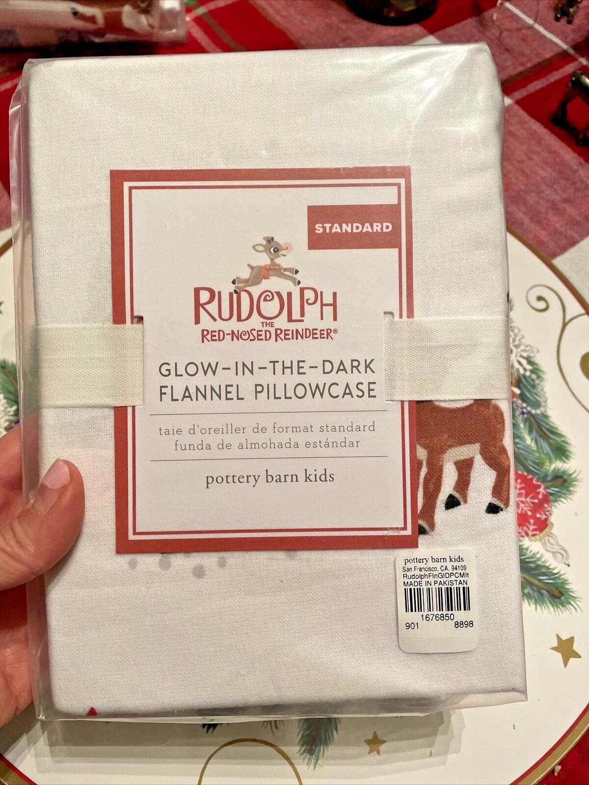 Pottery Barn holiday Rudolph Reindeer Bumble Santa Christmas pillowcase disney "