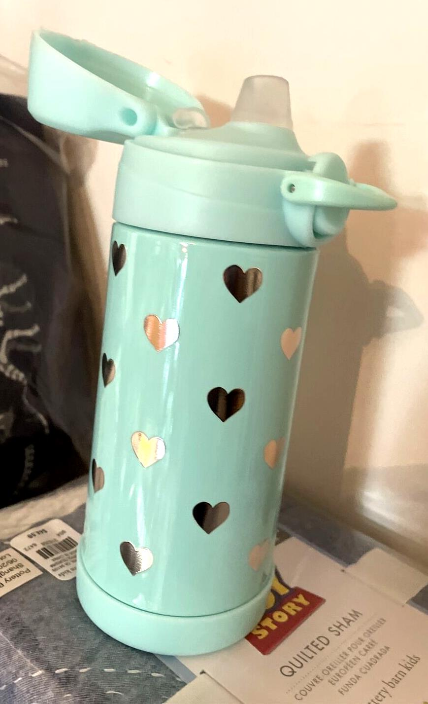 Pottery Barn School Disney WATER BOTTLE girl Holiday Gift Rainbow heart star ,