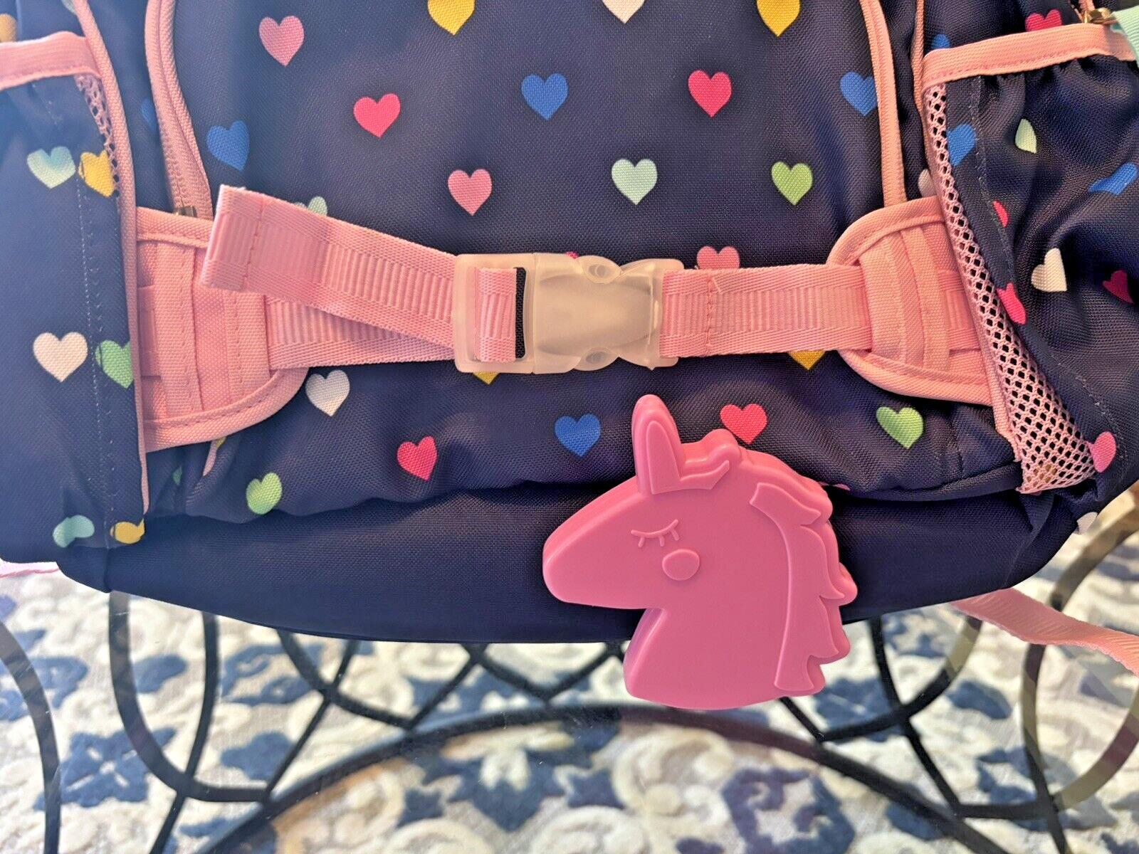 Disney School Pottery barn LARGE backpack rainbow heart+ Unicorn bag Travel ?? .