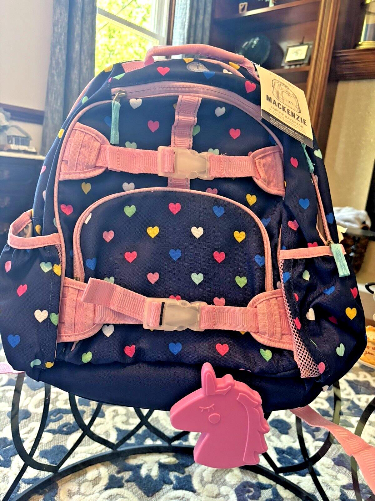 Disney School Pottery barn LARGE backpack rainbow heart+ Unicorn bag Travel ?? .