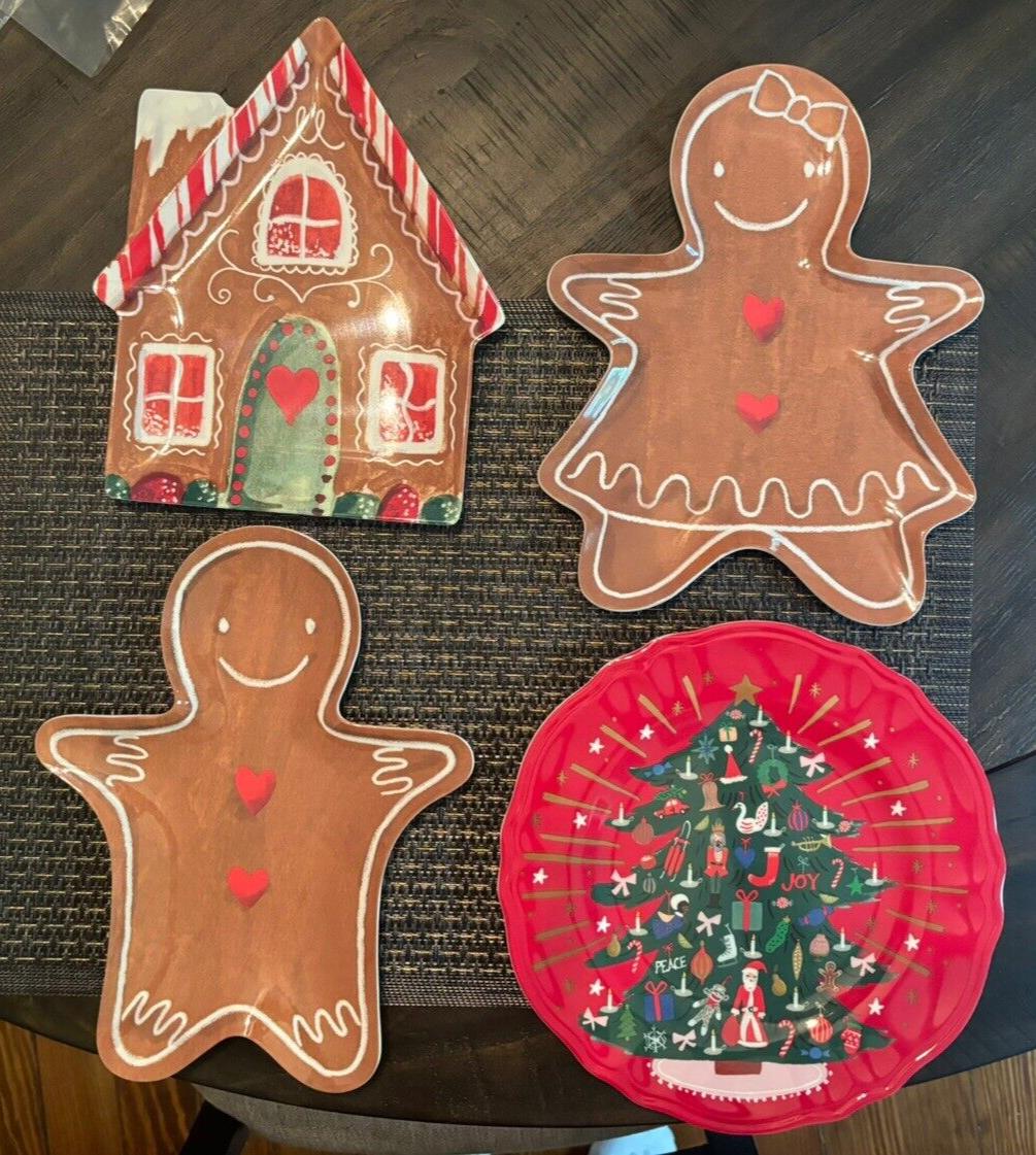Pottery Barn Christmas holiday PLATE Nutcracker Gingerbread Disney party SET 4 !