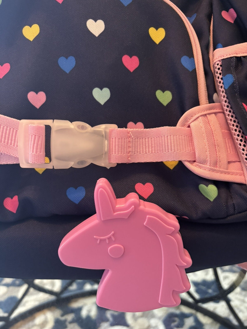 Disney School Pottery barn LARGE backpack rainbow heart+ Unicorn bag Travel ?? .