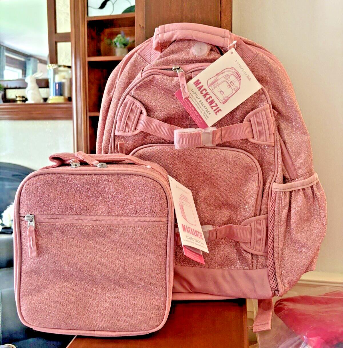 Pottery Barn school Disney Glitter LARGE BACKPACK+LUNCH BAG +WATER Travel set .
