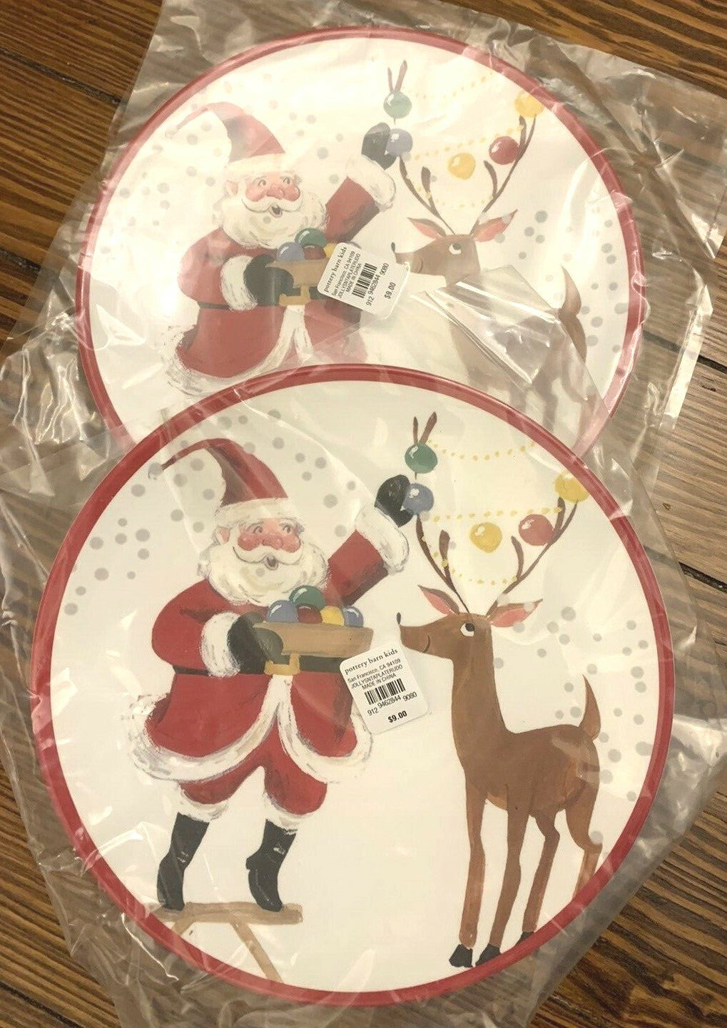 Disney Pottery Barn Plate Rudolph Reindeer Santa Christmas holiday gift party [