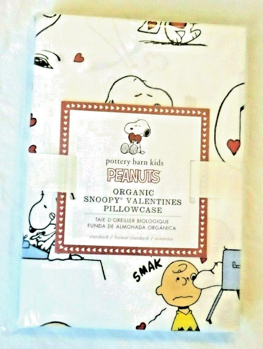 Snoopy Peanuts Pottery Barn PILLOWCASE holiday kid Disney heart Valentine ?? `