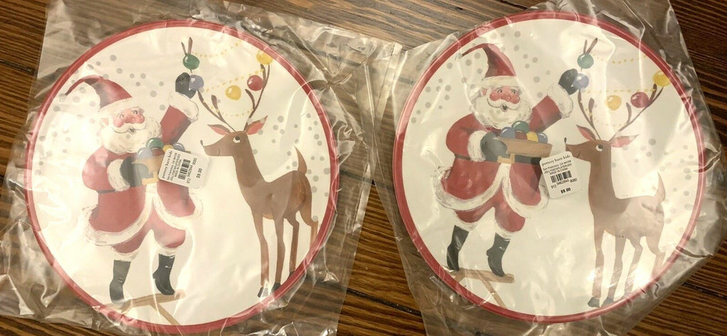 Disney Pottery Barn Plate Rudolph Reindeer Santa Christmas holiday gift party [