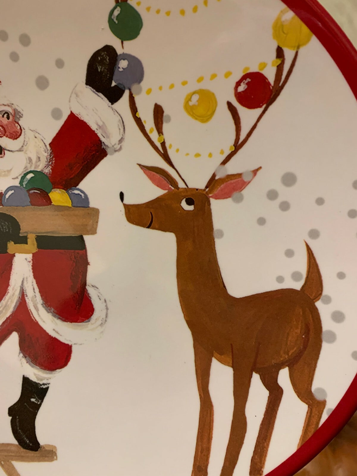 Disney Pottery Barn Plate Rudolph Reindeer Santa Christmas holiday gift party [