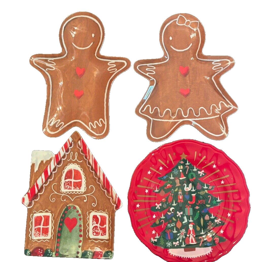 Pottery Barn Christmas holiday PLATE Nutcracker Gingerbread Disney party SET 4 !