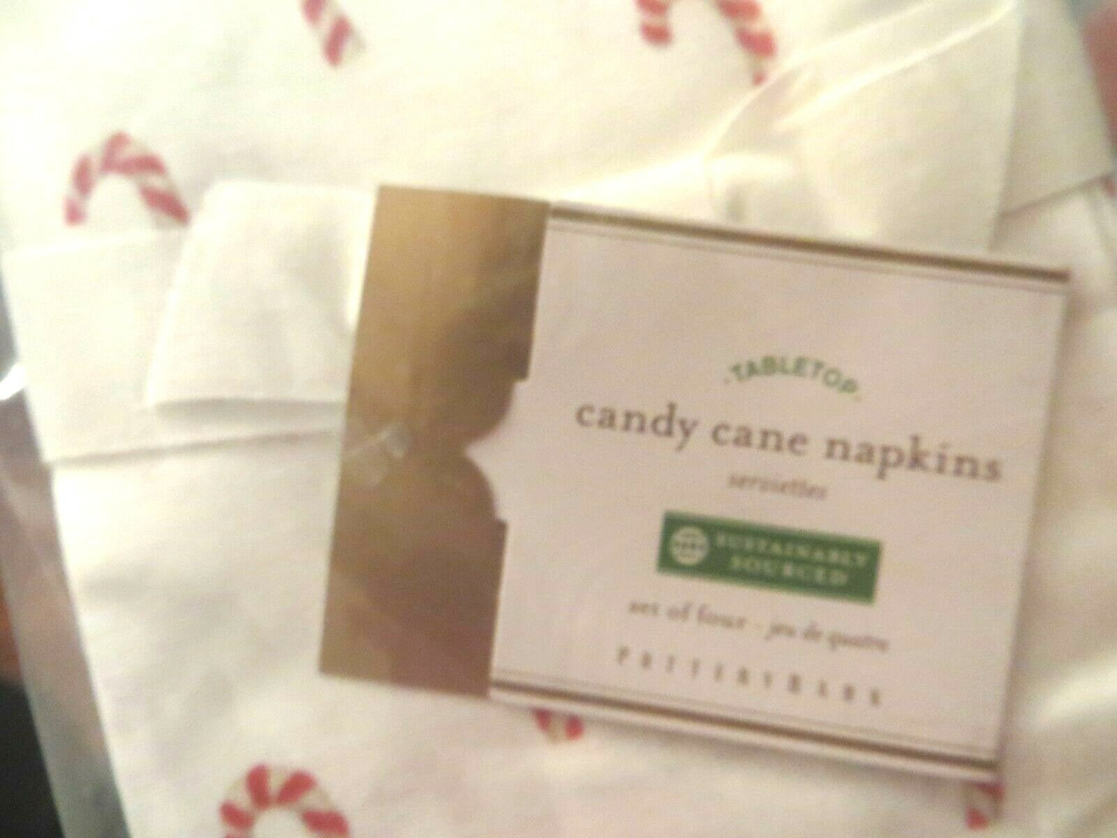 Disney Pottery barn Holiday napkin Candy Cane table Christmas party star SET 4 ]