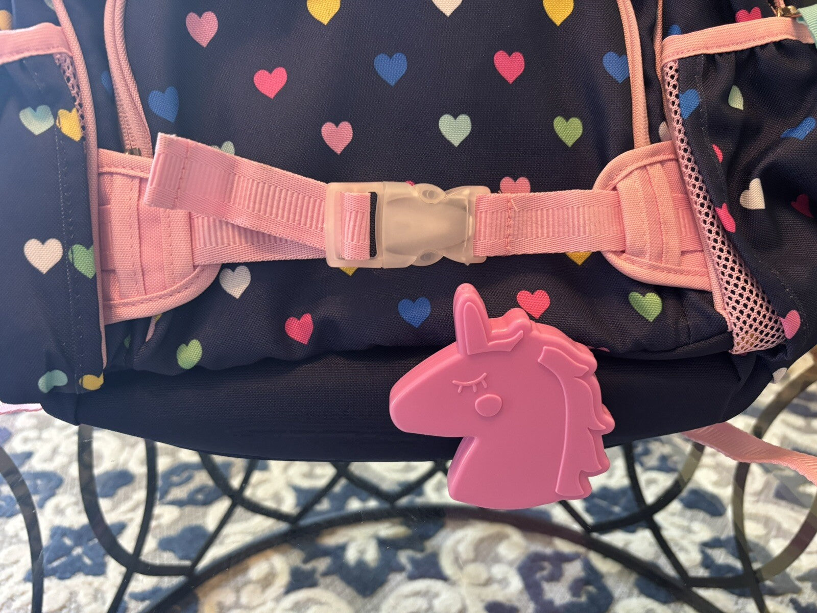Disney School Pottery barn LARGE backpack rainbow heart+ Unicorn bag Travel ?? .