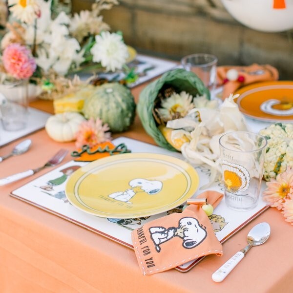 Pottery Barn Kid Disney Peanuts Snoopy Holiday Thanksgiving party ??SET 8 kids =