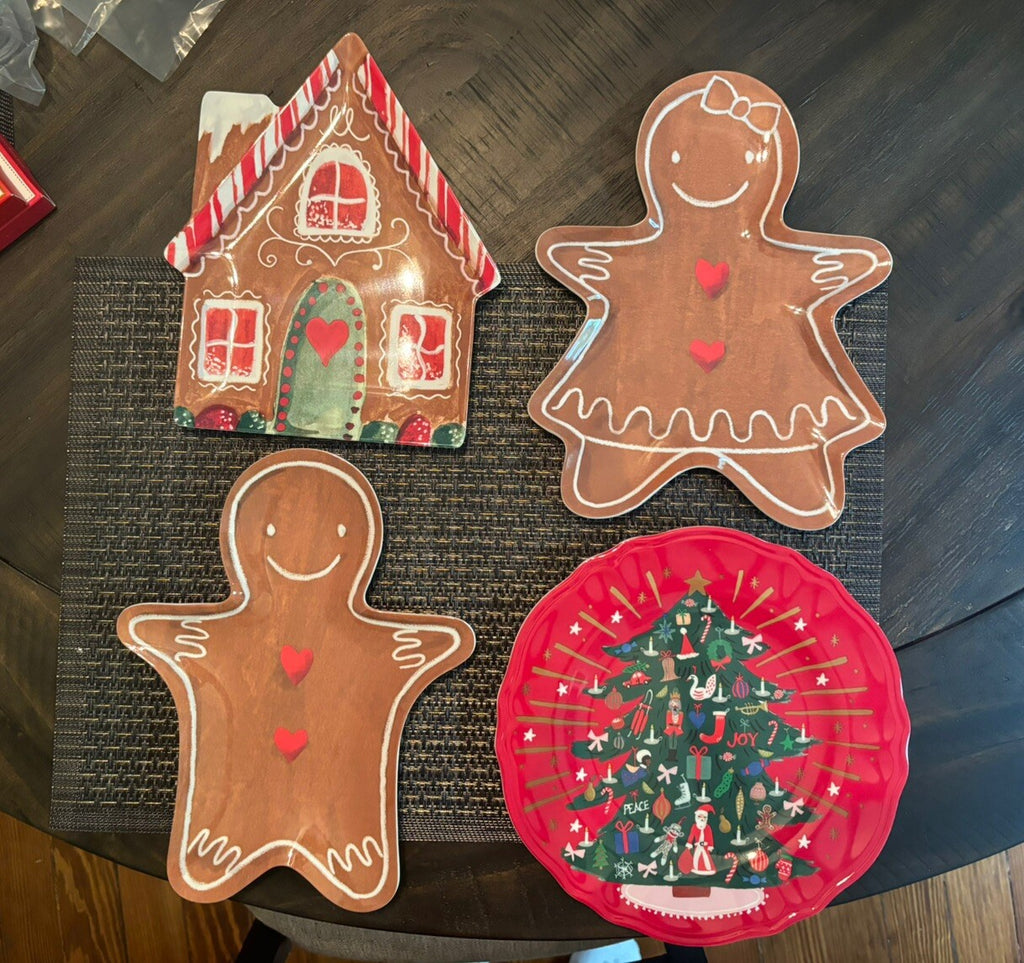 Pottery Barn Christmas holiday PLATE Nutcracker Gingerbread Disney party SET 4 !