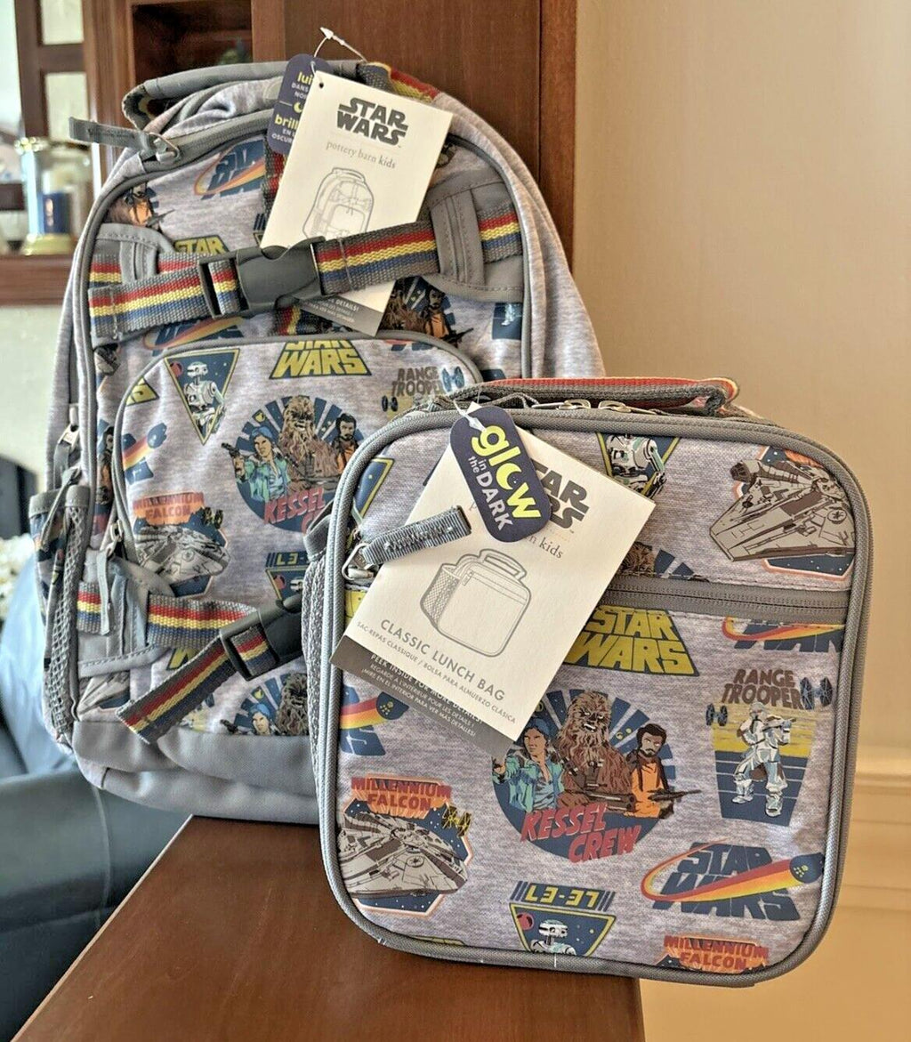 Pottery Barn school Disney Star Wars TRAVEL BACKPACK+Lunch Bag Grogu SOLO ?? ./