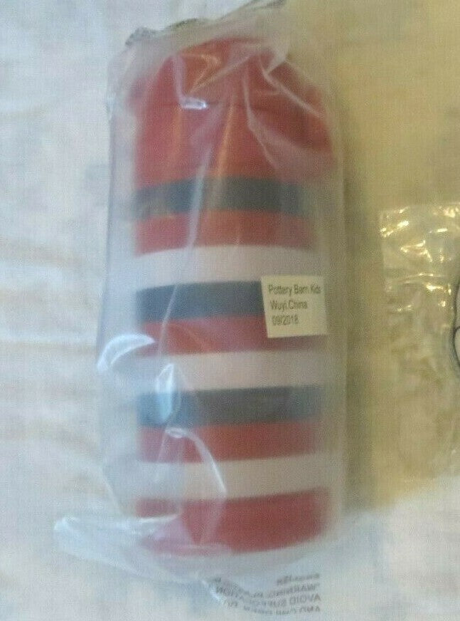 School Pottery barn Disney WATER BOTTLE boy sport stripe Travel gift red  ,