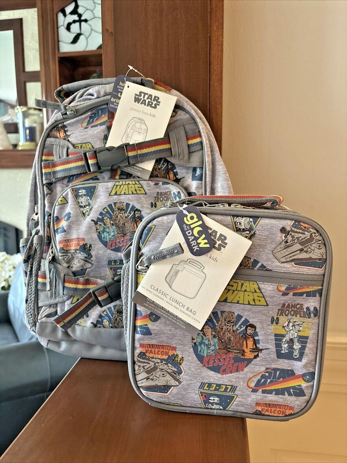 Pottery Barn school Disney Star Wars TRAVEL BACKPACK+Lunch Bag Grogu SOLO ?? ./