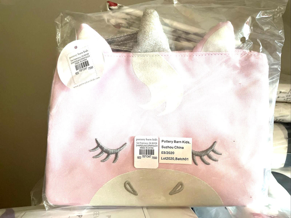 Pottery barn School Disney holiday Pink UNICORN pencil CASE bag gift Girl kids .