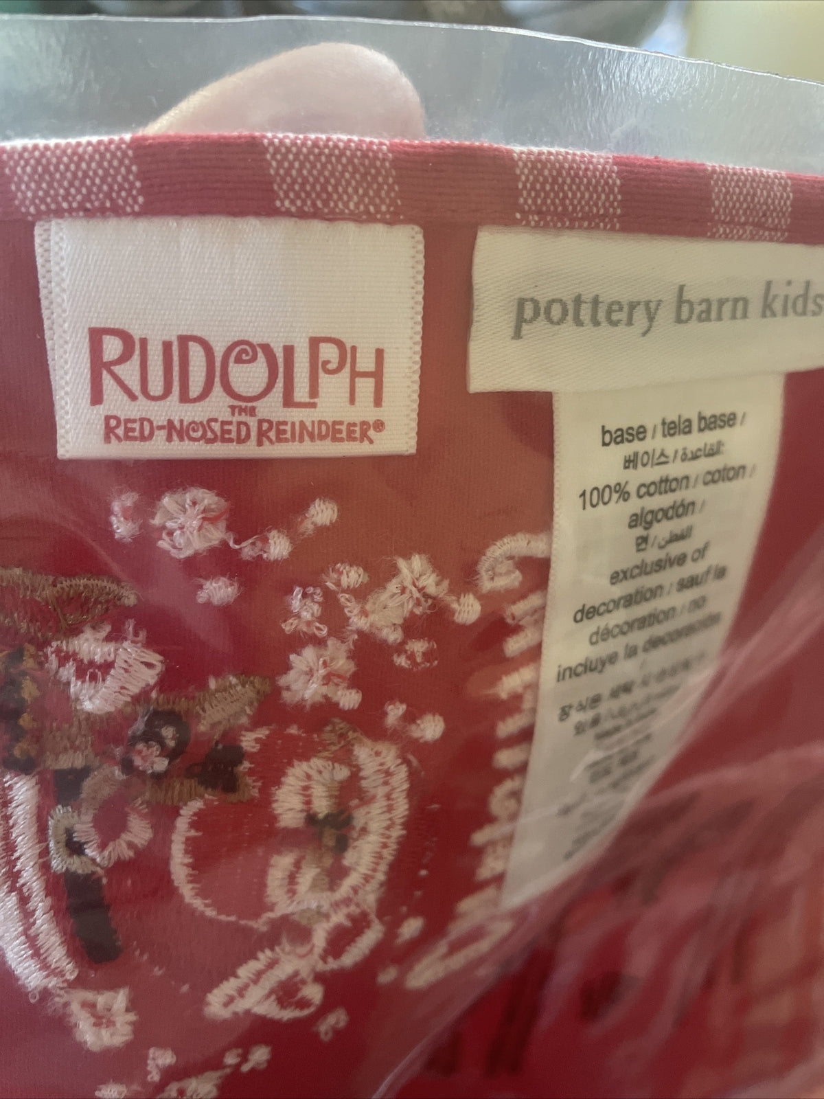 Pottery Barn holiday Rudolph Napkin Holiday Christmas Disney party kids Red "