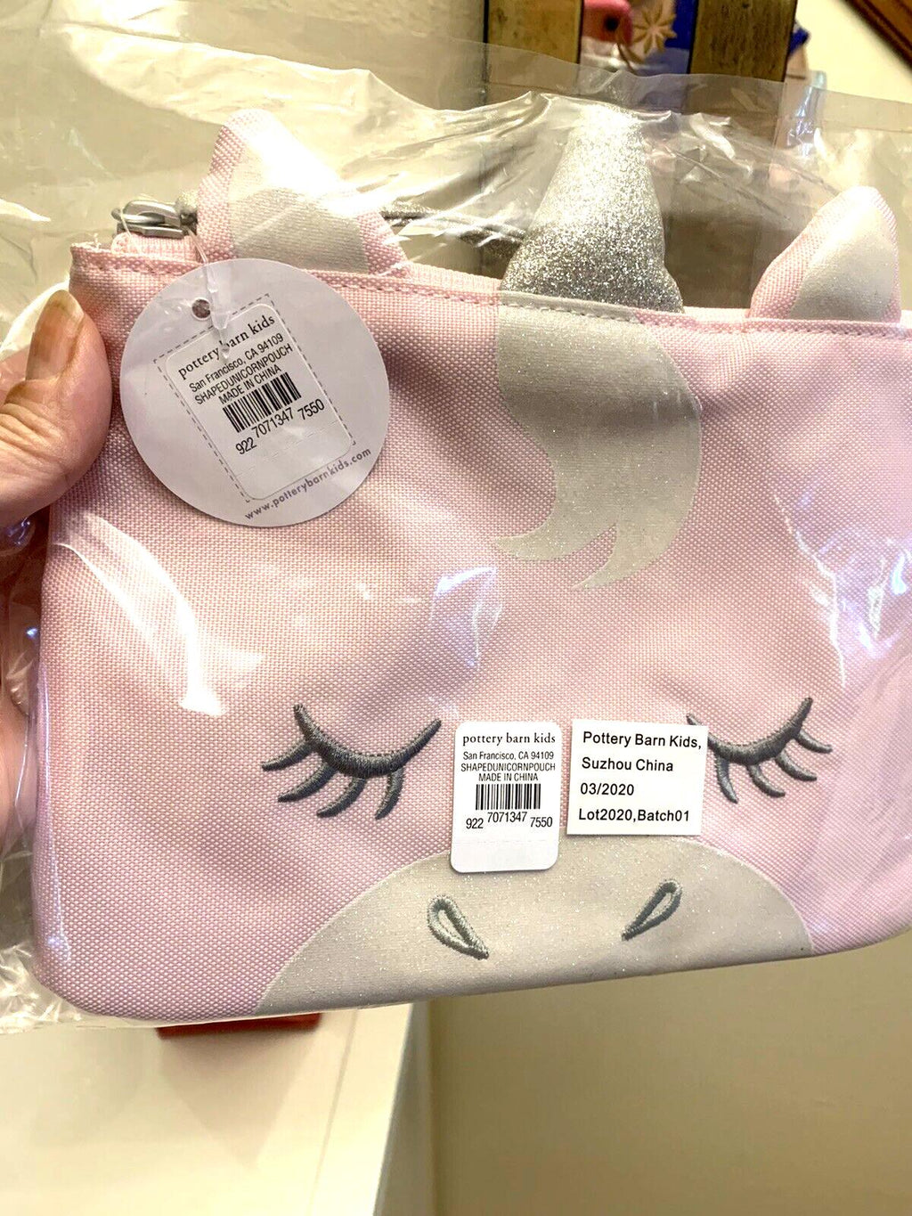 Pottery barn School Disney holiday Pink UNICORN pencil CASE bag gift Girl kids .