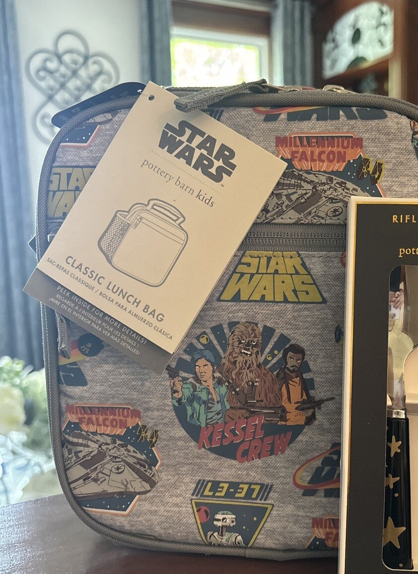 Pottery Barn school Disney Star Wars TRAVEL BACKPACK+Lunch Bag Grogu SOLO ?? ./
