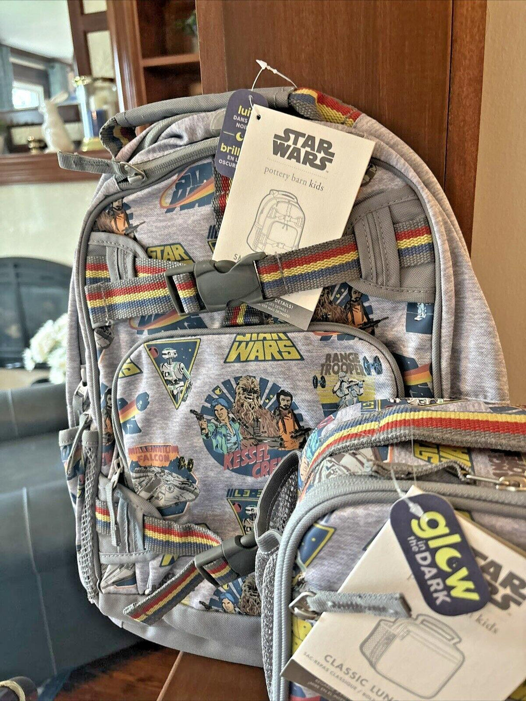 Pottery Barn school Disney Star Wars TRAVEL BACKPACK+Lunch Bag Grogu SOLO ?? ./