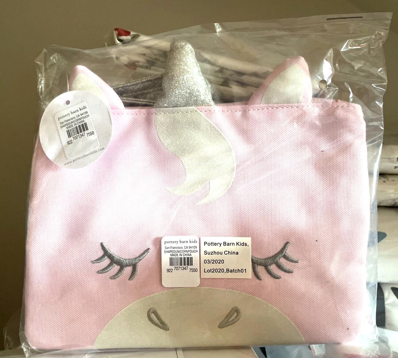 Pottery barn School Disney holiday Pink UNICORN pencil CASE bag gift Girl kids .