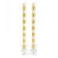 Mackenzie Childs Checked table candle taper Gold holiday Christmas gift SET 2 [