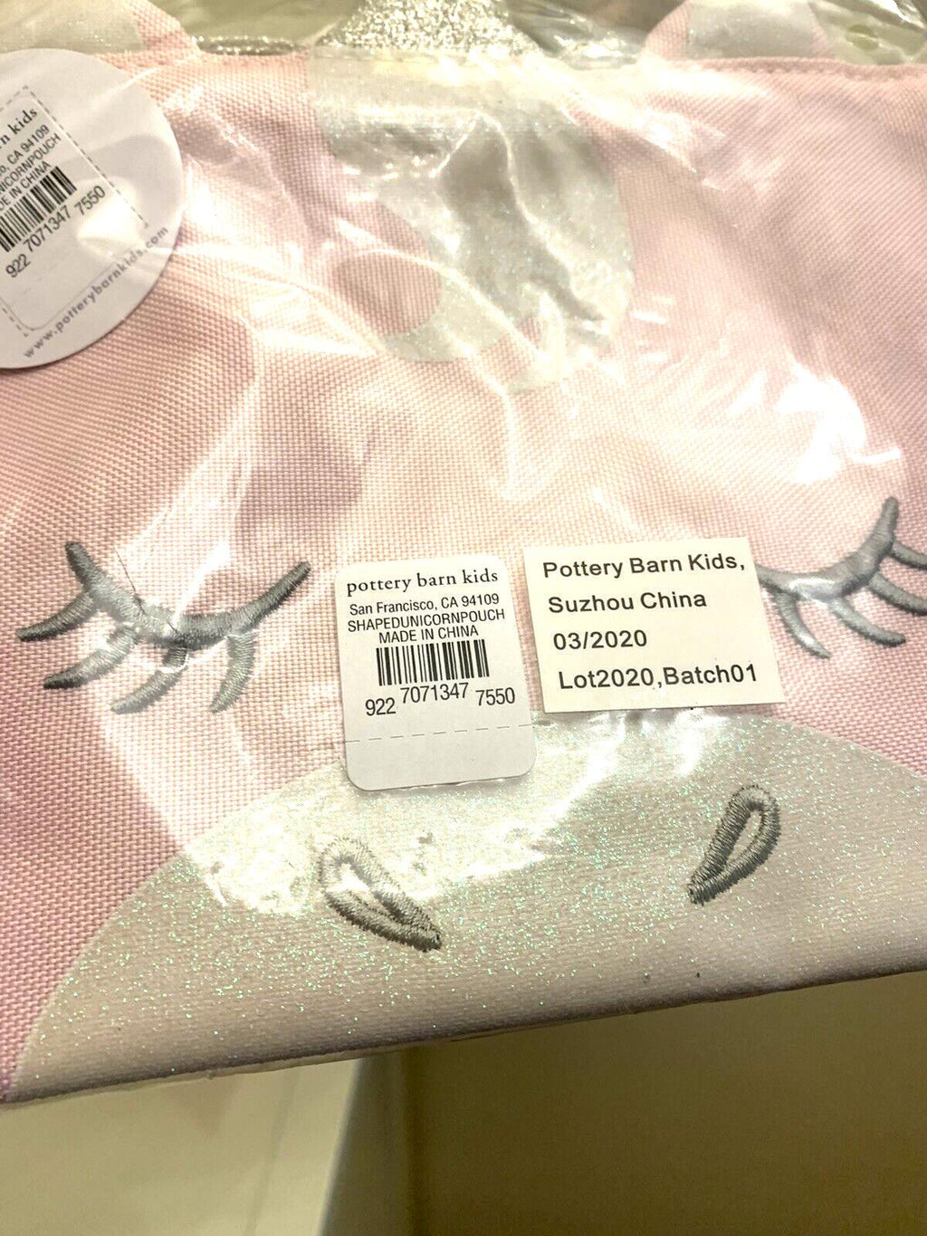 Pottery barn School Disney holiday Pink UNICORN pencil CASE bag gift Girl kids .