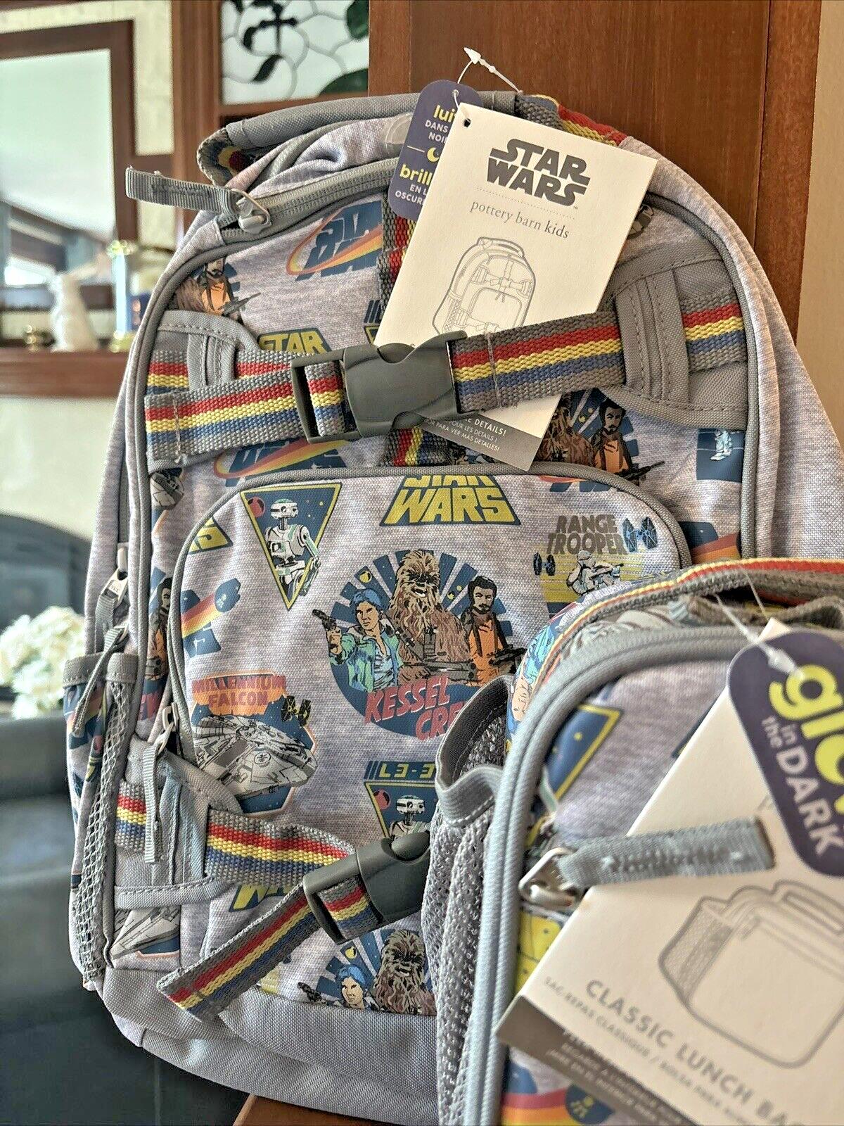 Pottery Barn school Disney Star Wars TRAVEL BACKPACK+Lunch Bag Grogu SOLO ?? ./