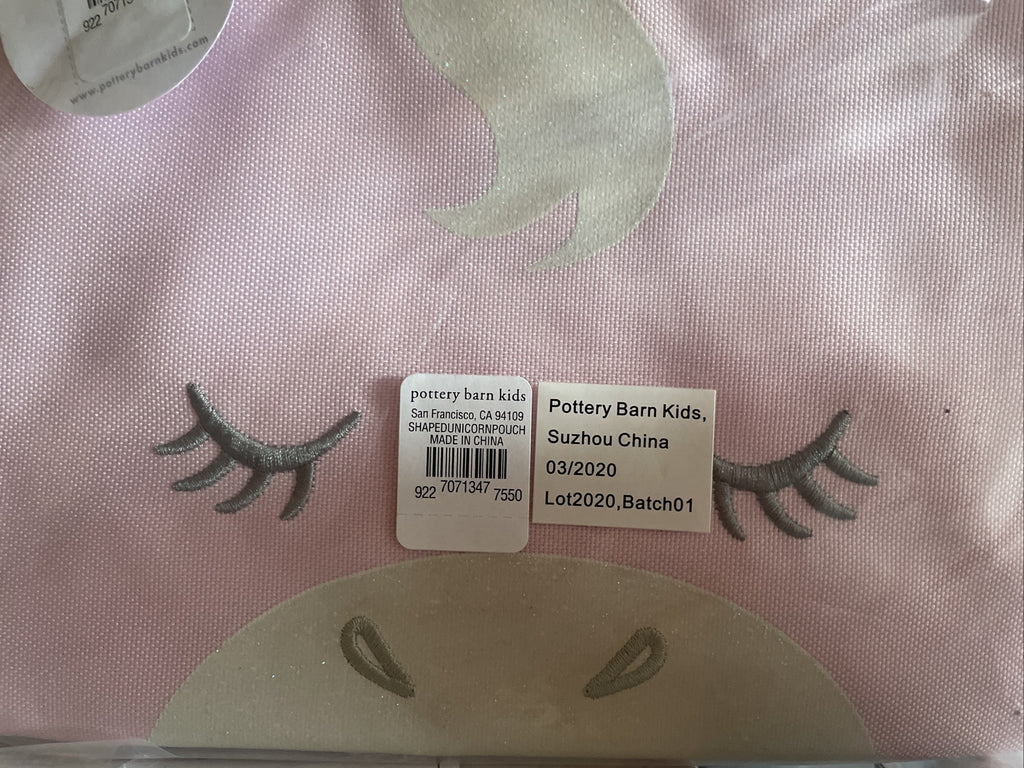 Pottery barn School Disney holiday Pink UNICORN pencil CASE bag gift Girl kids .