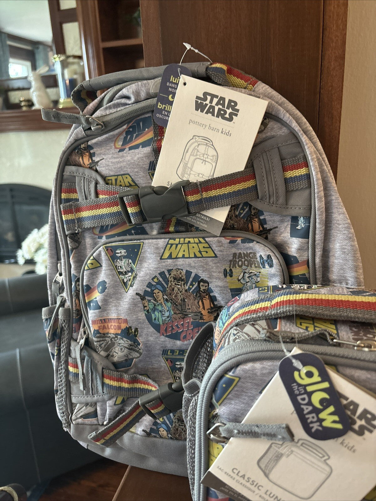 Pottery Barn school Disney Star Wars TRAVEL BACKPACK+Lunch Bag Grogu SOLO ?? ./