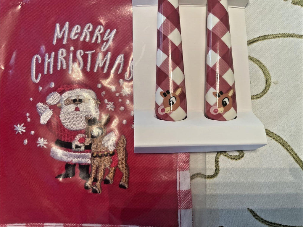 Pottery Barn holiday Rudolph Napkin Holiday Christmas Disney party kids Red "