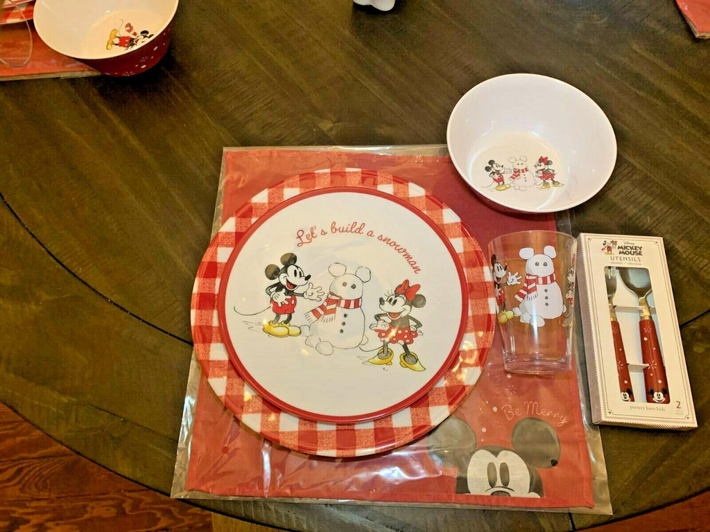 Pottery Barn Mickey Mouse Minnie Christmas holiday Disney Kid gift dinner Set [