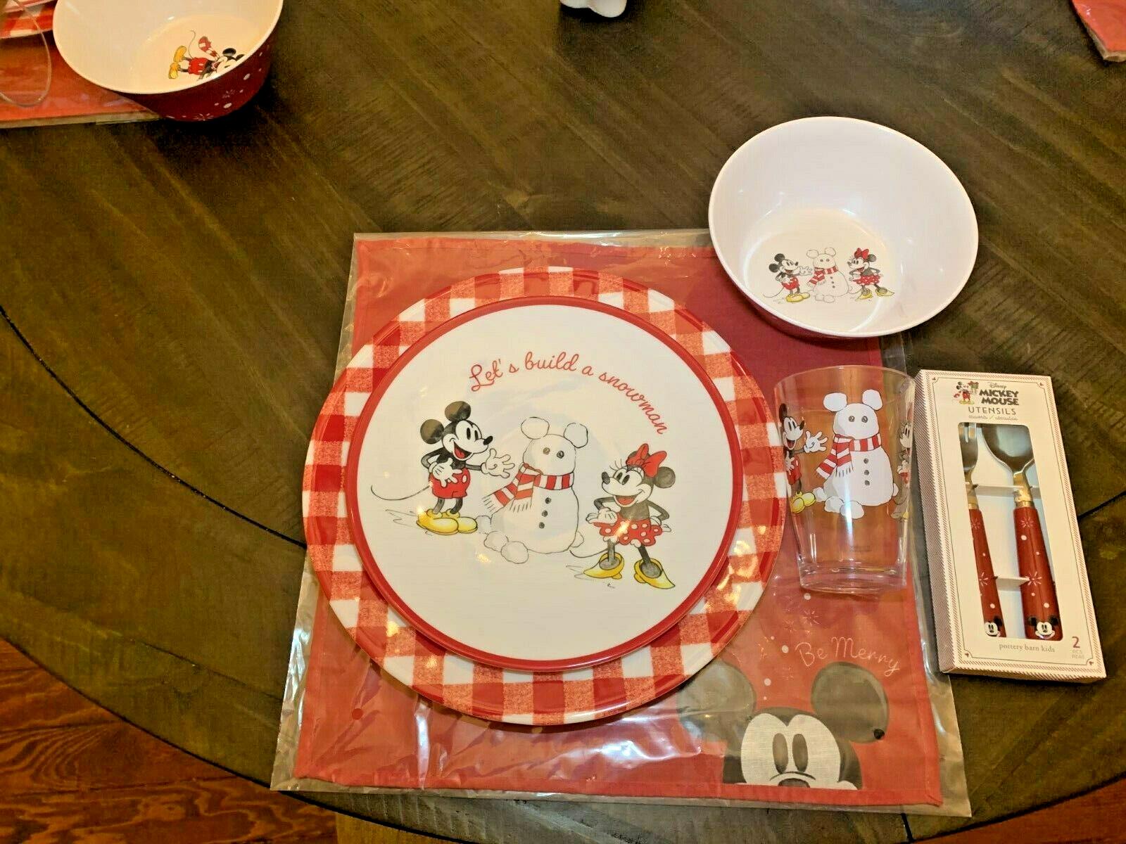Pottery Barn Mickey Mouse Minnie Christmas holiday Disney Kid gift dinner Set [