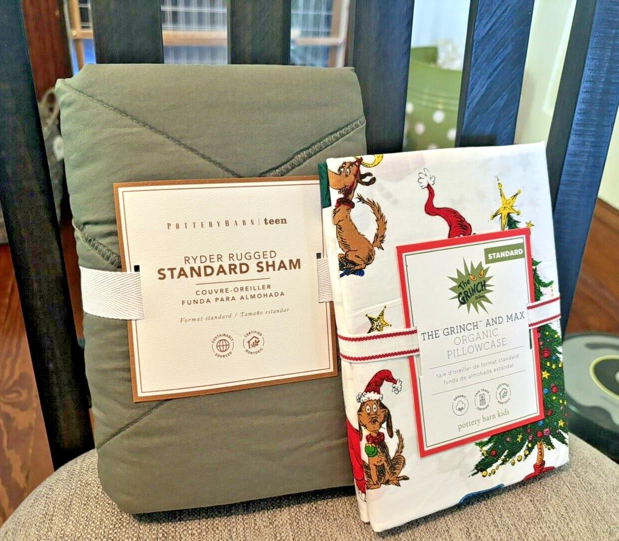 Pottery Barn Grinch Christmas holiday Seuss Disney Bed Gift Max Dog kid SET 2 [