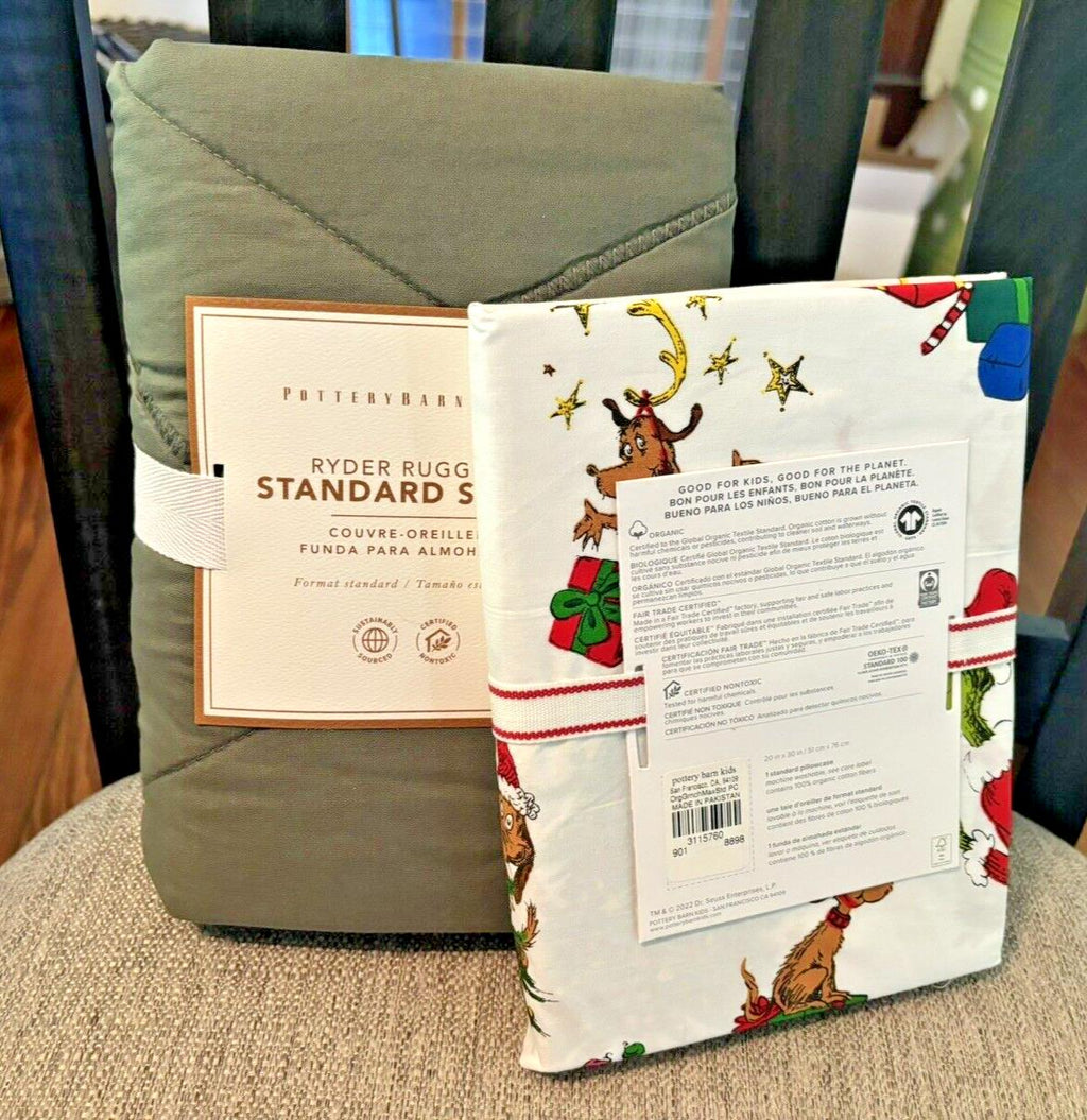 Pottery Barn Grinch Christmas holiday Seuss Disney Bed Gift Max Dog kid SET 2 [