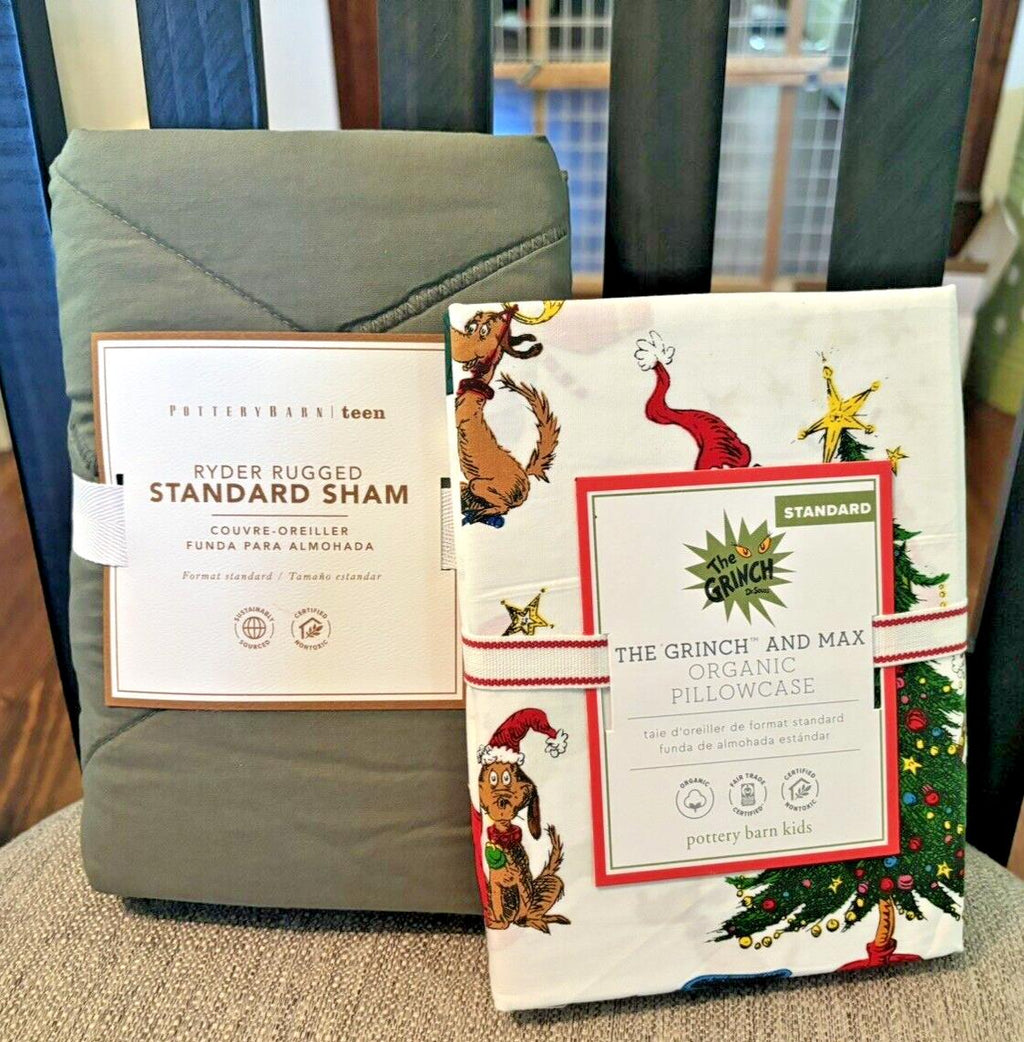 Pottery Barn Grinch Christmas holiday Seuss Disney Bed Gift Max Dog kid SET 2 [