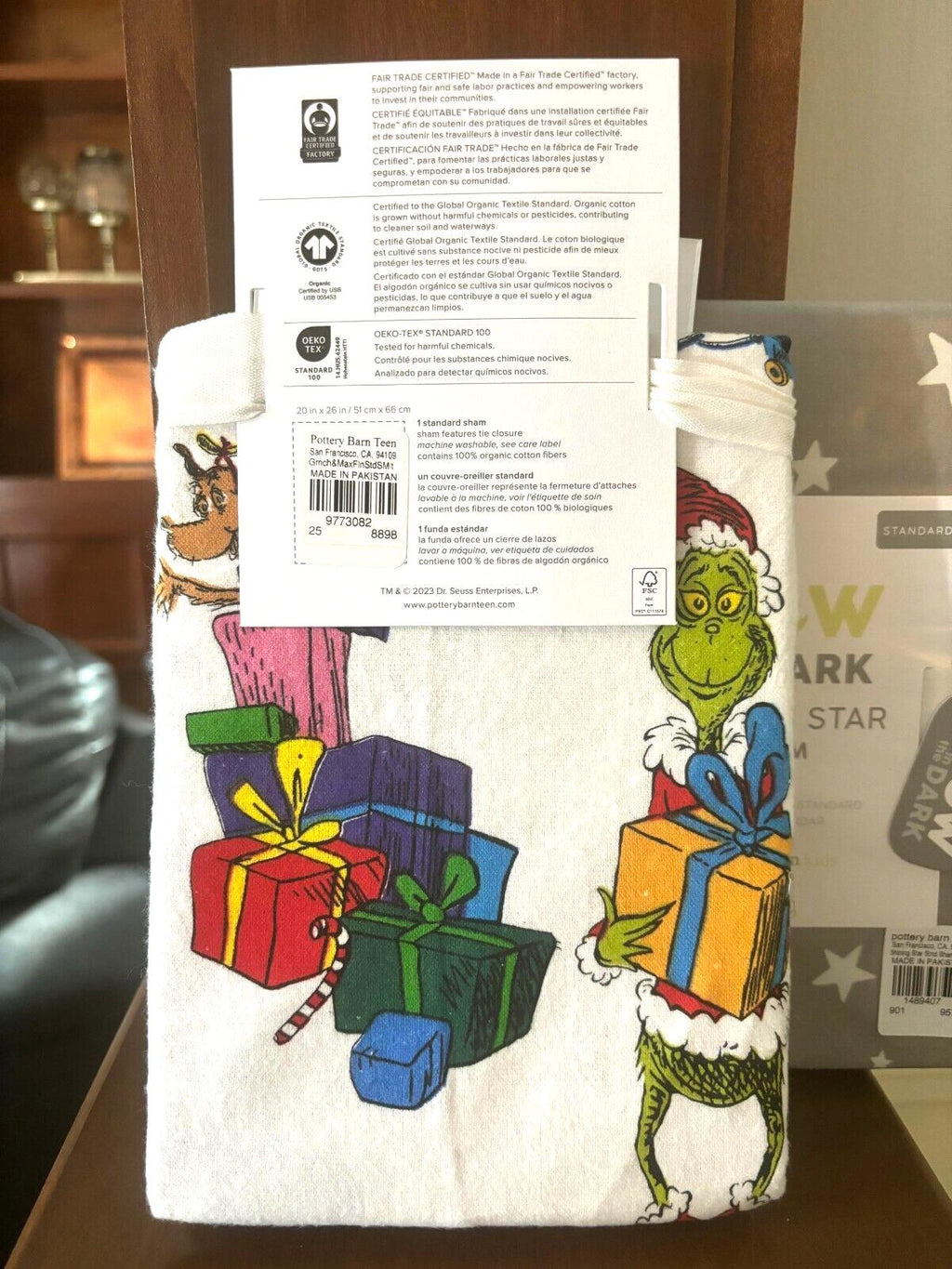 Disney Pottery Barn Grinch Christmas pillow Sham Dr Seuss Holiday Gift kids `