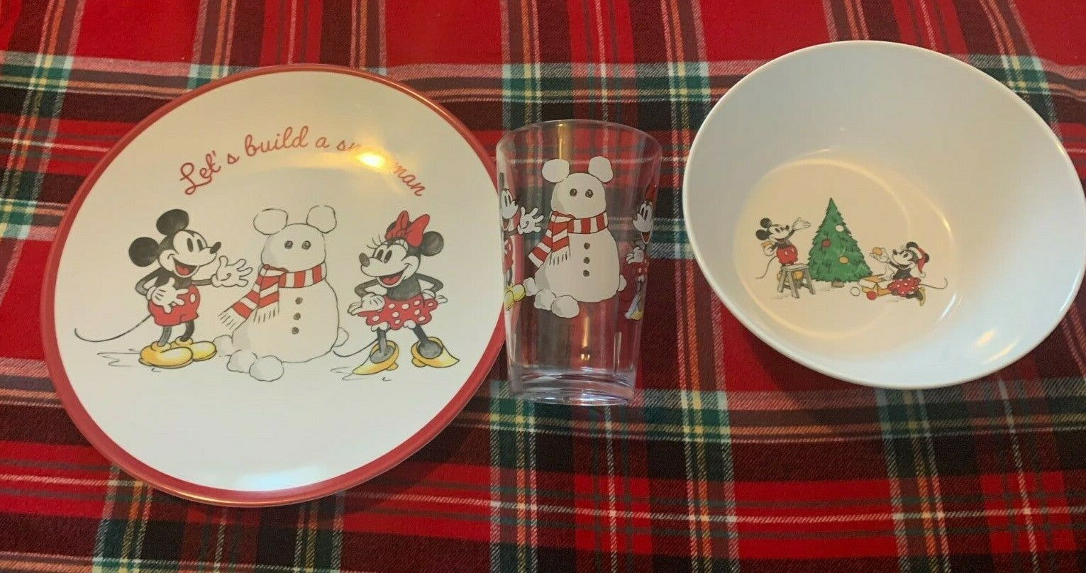 Disney Mickey Mouse Pottery Barn DINNER SET Plate School Christmas holiday party