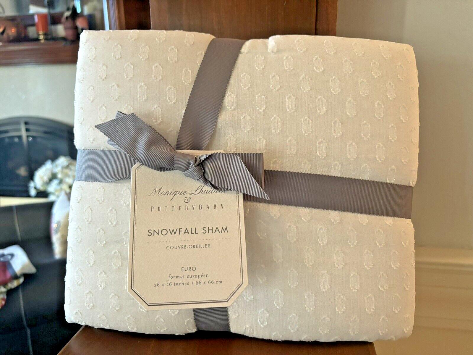 Pottery Barn Pillow Sham Holiday Snow Monique Lhuillier Christmas white Euro 1