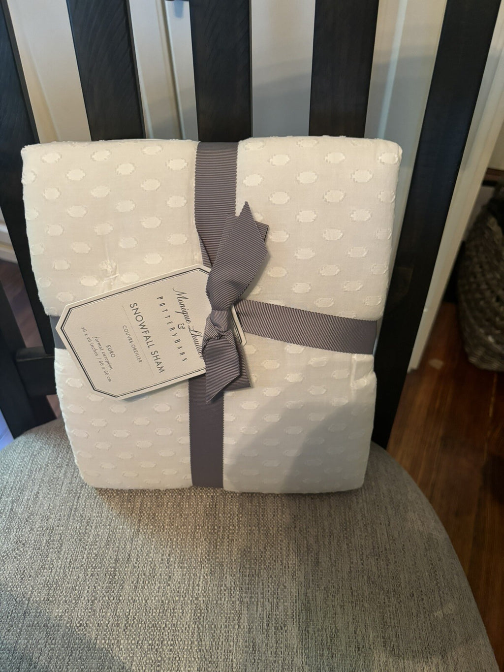 Pottery Barn Pillow Sham Holiday Snow Monique Lhuillier Christmas white Euro 1
