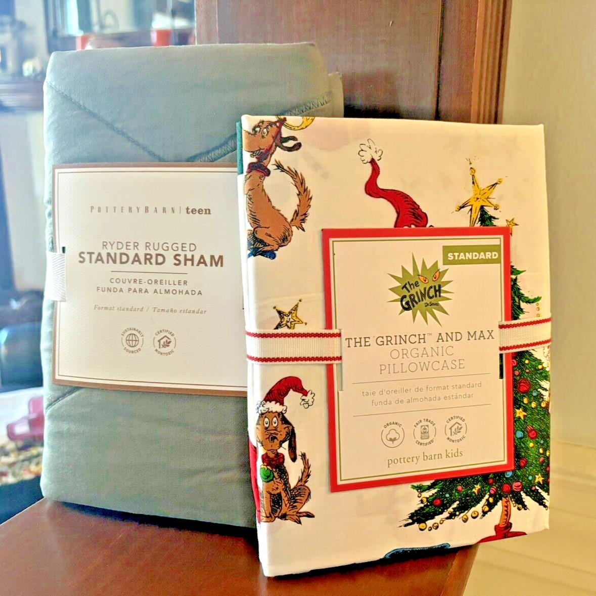 Pottery Barn Grinch Christmas holiday Seuss Disney Bed Gift Max Dog kid SET 2 [