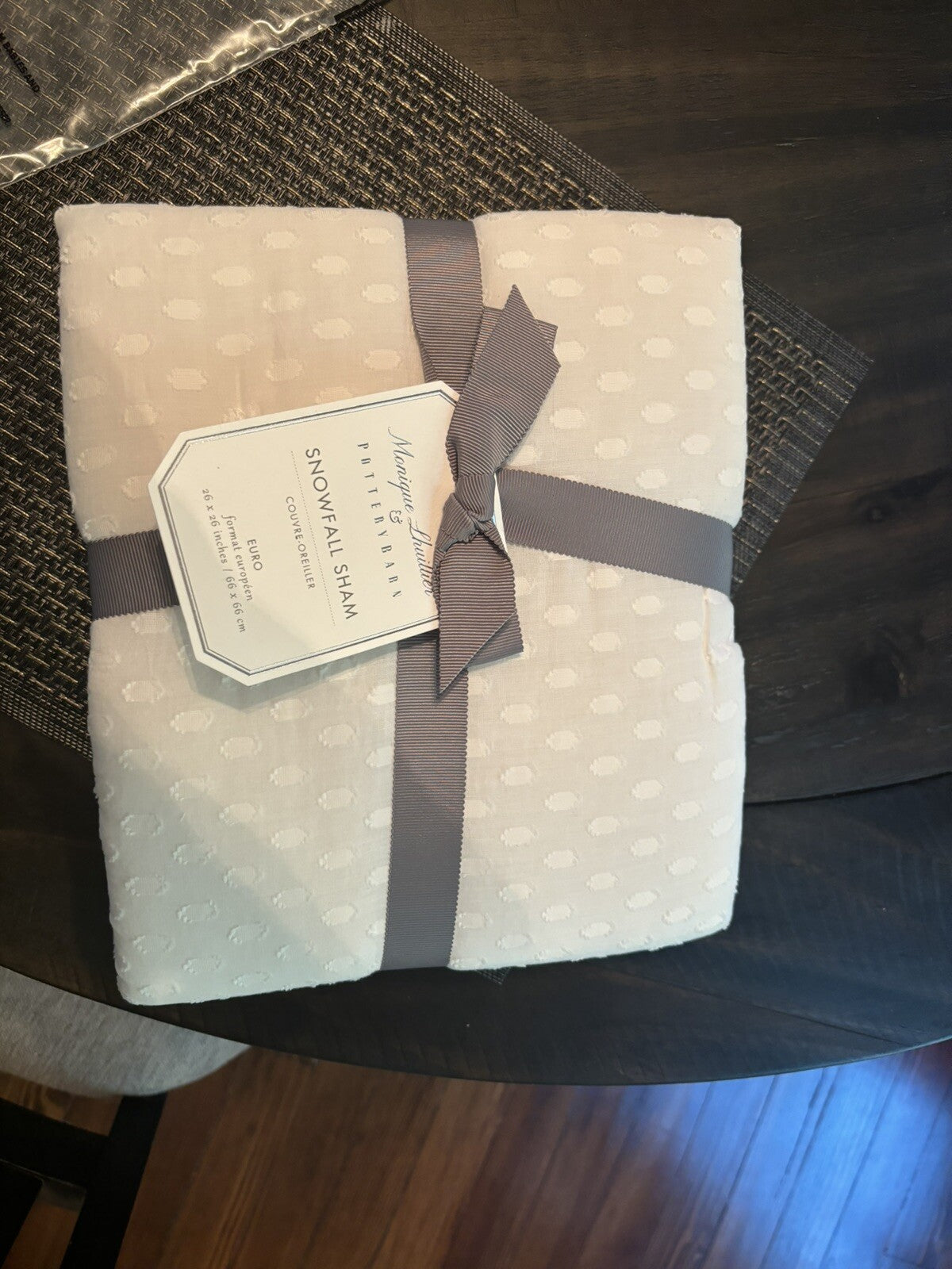 Pottery Barn Pillow Sham Holiday Snow Monique Lhuillier Christmas white Euro 1