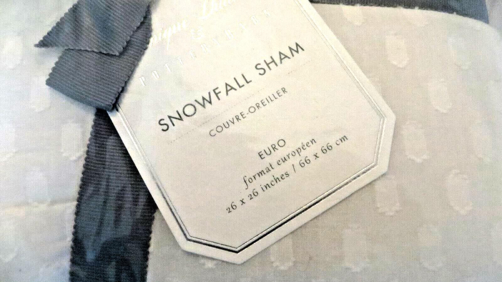 Pottery Barn Pillow Sham Holiday Snow Monique Lhuillier Christmas white Euro 1