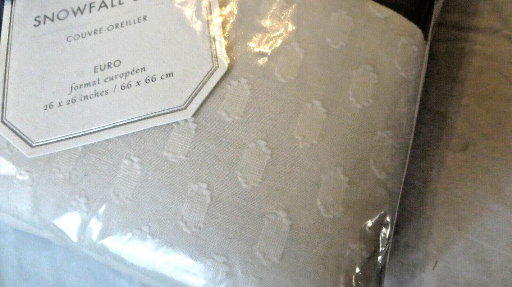 Pottery Barn Pillow Sham Holiday Snow Monique Lhuillier Christmas white Euro 1