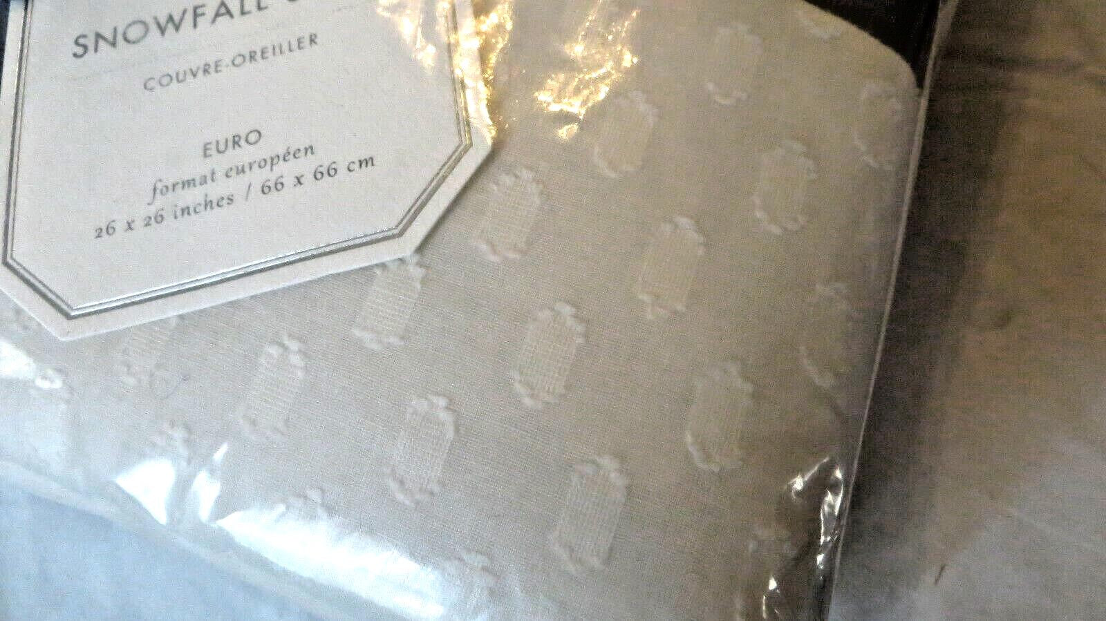 Pottery Barn Pillow Sham Holiday Snow Monique Lhuillier Christmas white Euro 1