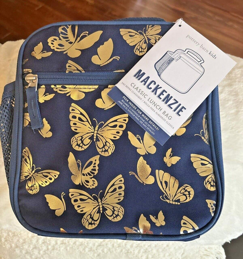 Pottery Barn Glitter LUNCH BOX BAG Mickey Utensil Set school Disney butterfly ./