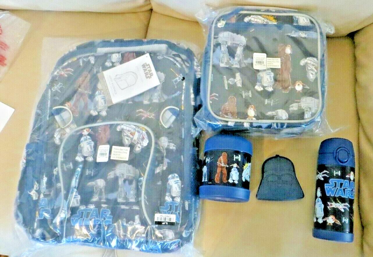 Pottery Barn school Disney STAR WARS BACKPACK Solo+LUNCH BOX+WATER +BAG BOY  .