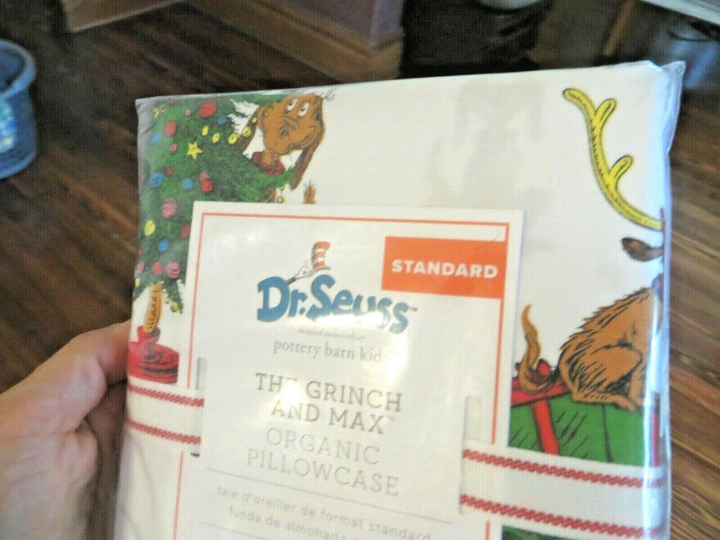 Pottery Barn Holiday Grinch Christmas Gift Max Dog kid Disney Seuss pillowcase =