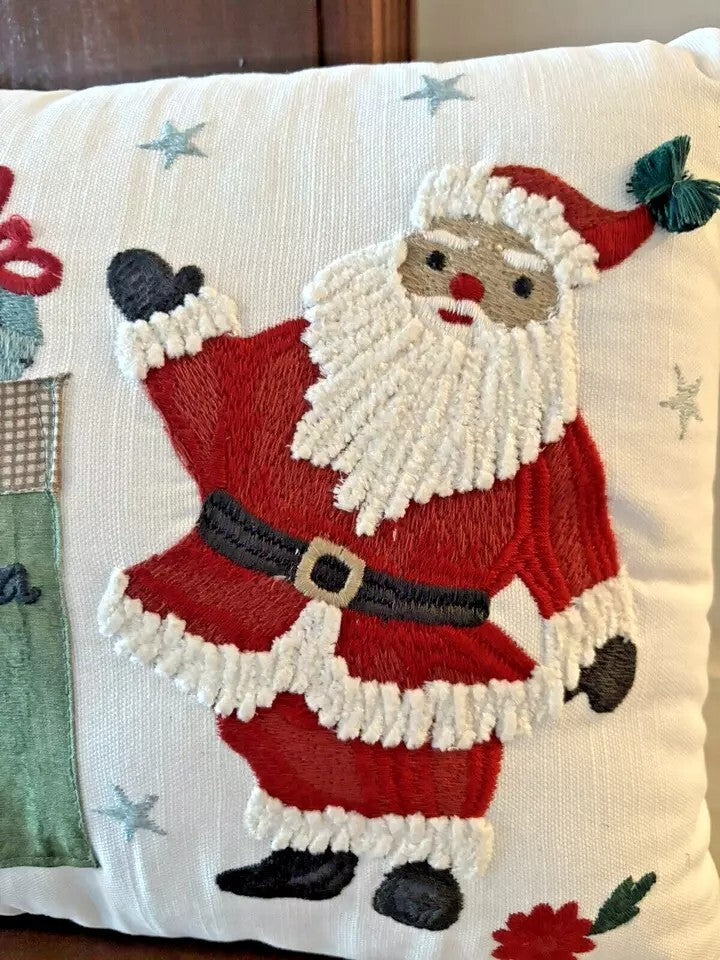 Pottery Barn Christmas Holiday Santa pillow kid Letter quilted heritage 12 day [